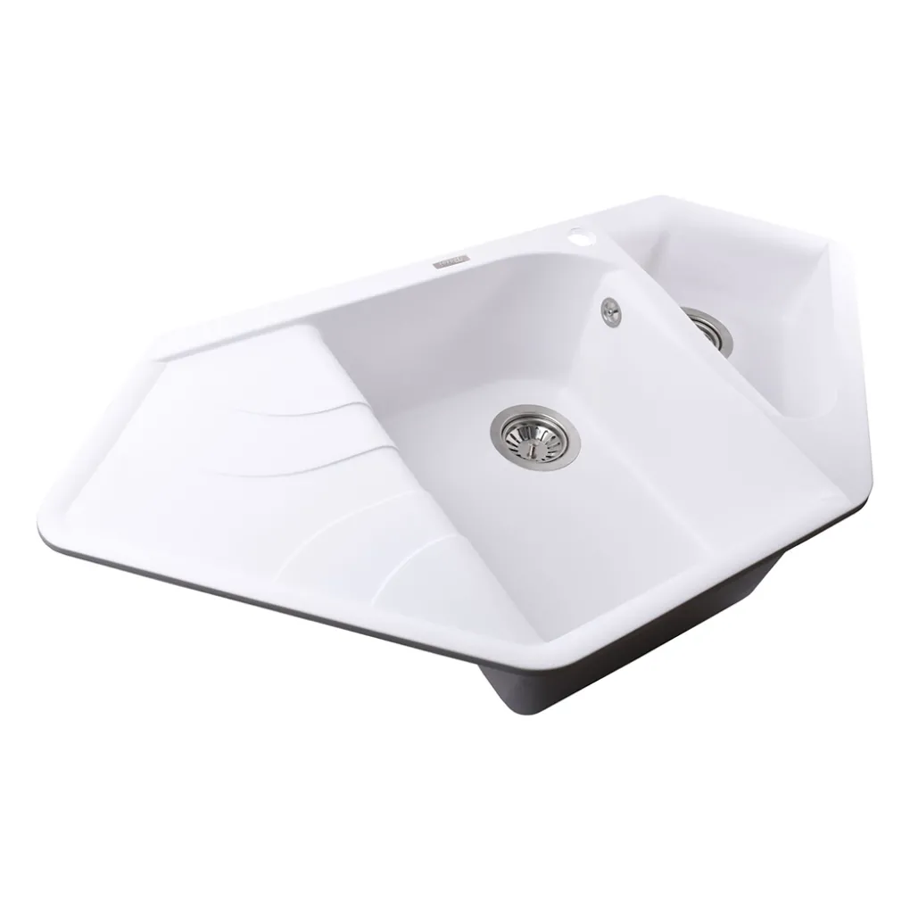 Гранітна мийка Globus Lux GARDA 1000х500-А0007, білий- Фото 2